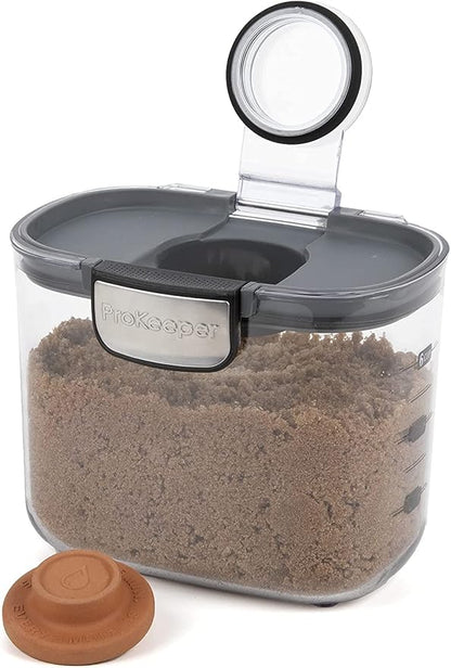 Progressive International ProKeeper+ Clear Plastic Airtight Food Baker's Kitchen Storage Organization Container Canister Set with Magnetic Accessories, 2- Piece Set (Powdered & Brown Sugar 1.4-Quart)