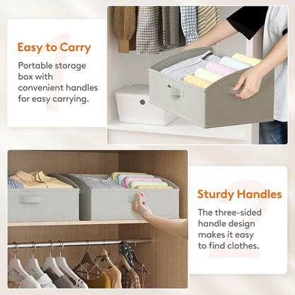 Lifewit Extra Large Trapezoid Closet Storage Bins for Shelf, 6 Packs Non-woven Closet Organizer Baskets with Handles, Foldable Clothes Containers Boxes for Clothing, Book, Purse, 23L, Light Gray