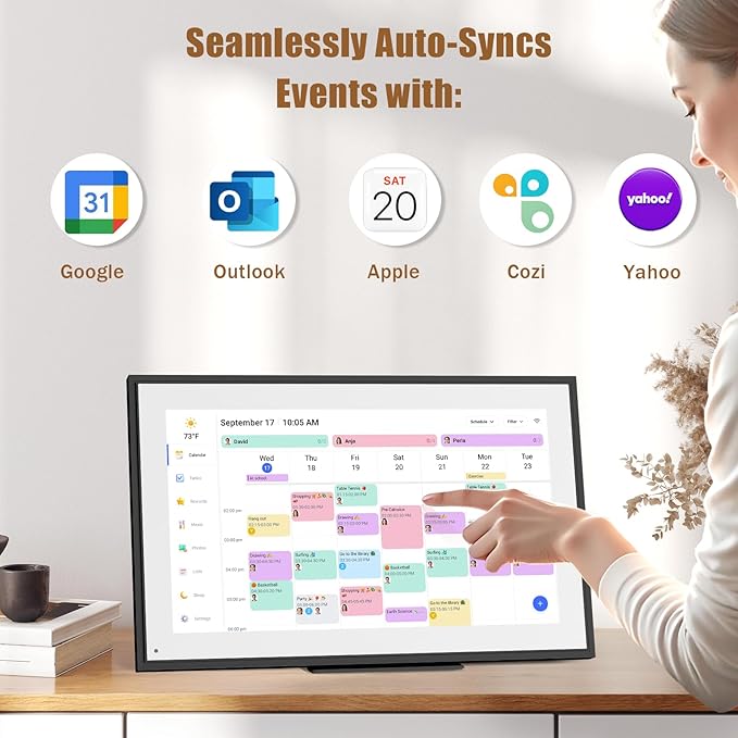 15.6 inch Wall Planner Digital Calendar Electronic Calendar Chore Chart,Smart Touchscreen Full HD Interactive Display for Family Schedules,Wall/Desk Mountable for Seamless Scheduling/Organizing