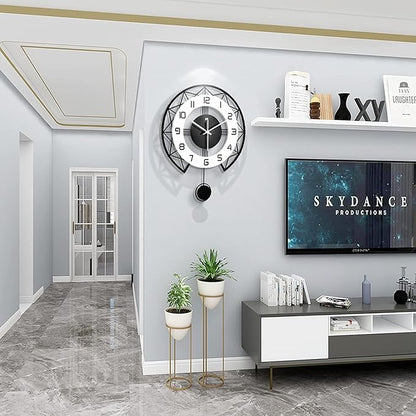 Large Wall Clock for Living Room Decor Modern Silent Pendulum Wall Clock for Home House Kitchen Bedroom Decorative Big Wall Clock Non Ticking Battery Operated Quartz for Indoor Bathroom 17 Inch