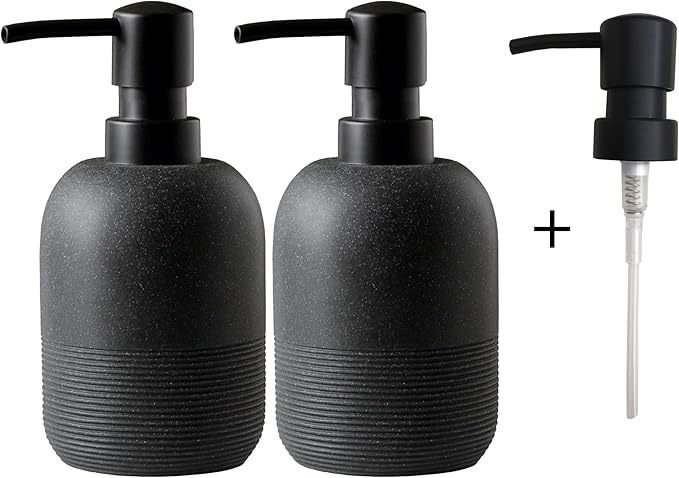 GalDal Matte Black Soap Dispenser Sets with Pump,Hand Soap and Lotion Dispenser for Bathroom Countertop,Morden Soap Dispenser for Kitchen-10.6oz.