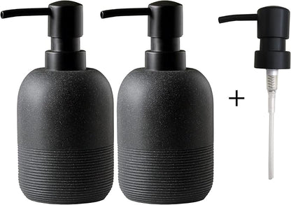GalDal Matte Black Soap Dispenser Sets with Pump,Hand Soap and Lotion Dispenser for Bathroom Countertop,Morden Soap Dispenser for Kitchen-10.6oz.