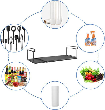 Aluminum Foil and Plastic Wrap Organizer, Under Shelf Storage, Foldable and Retractable Pantry Hanging Organizers,Wrapping Paper Holder for Sandwich, Freezer, Ziplock Bag