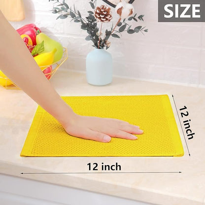 Homaxy 100% Cotton Waffle Weave Kitchen Dish Cloths, Ultra Soft Absorbent Quick Drying Dish Towels, 12 x 12 Inches, 6-Pack, Yellow