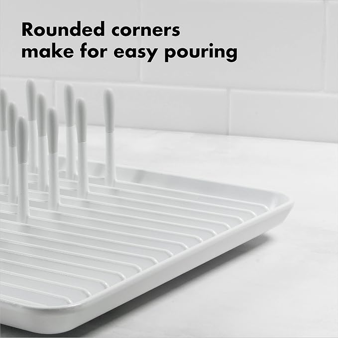 OXO Good Grips Compact Dish Rack Biscuit | For Dishware | 13-3/4 x 10-3/8 x 3-1/2 Inch | Non-Skid Feet | Pack of 4