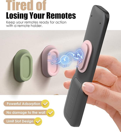 4 Pack Magnetic Remote Control Holder Wall Mount, Upgraded No Drill Self-Adhesive Organizer TV Remote Holder for Bed, Fan, RV Accessories (Multi)