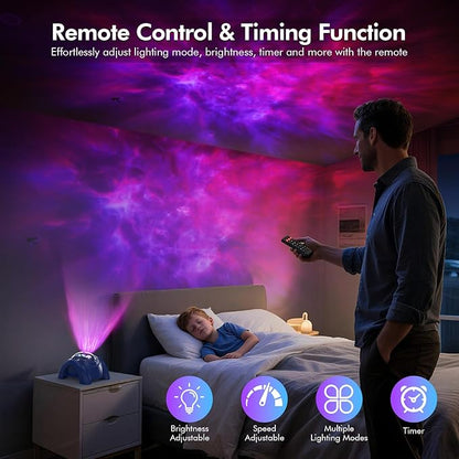 Rossetta Dual Lens Galaxy Projector, Star Projector for Bedroom with White Noise & Bluetooth Speaker, Remote, Timer, Aurora & Nebula Night Light for Room Decor, Party, Yoga, Gifts for Kids Adult Teen