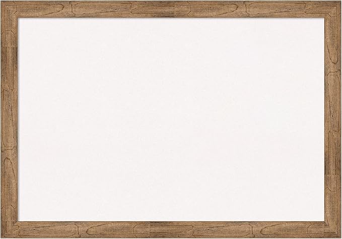 Amanti Art White Cork Board for Wall, 28x40 Vision Board with Brown Wood Frame, Large Corkboard Office Decor for Home Organization, Rustic Farmhouse Corkboard Pinboard to display items for home