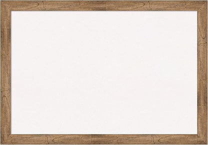 Amanti Art White Cork Board for Wall, 28x40 Vision Board with Brown Wood Frame, Large Corkboard Office Decor for Home Organization, Rustic Farmhouse Corkboard Pinboard to display items for home