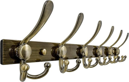 Dseap Coat Rack Wall Mount 2.0 Pro: 24” Long, 3X Tougher, Heavy Duty Stainless Steel Wall Coat Hanger with 6 Tri Hooks for Clothes Jackets Hats Entryway Closet, Bronze