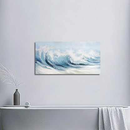 Belmrxne Coastal Wall Art Blue Wall Decor Aesthetic Artwork Funny Canvas Painting for Living Room Bedroom Dining Room Bathroom Kitchen Office 12x24 Inches