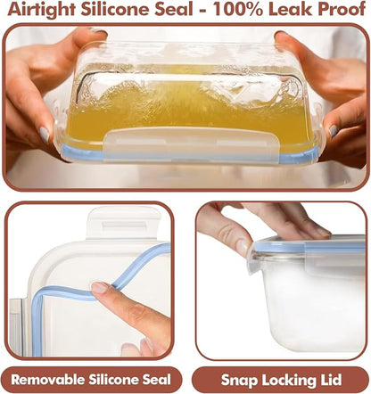 Razab 16 Pc (Set of 8) 30 Oz Glass Meal Prep Containers with Lids, Airtight Large Glass Food Storage Containers, Reusable Leak Proof BPA Free, Freezer to Oven and Dishwasher Safe