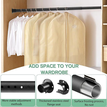 Closet Rod - 17-100 Inches, 1.3 Inch Diameter Heavy Duty Closet Rods Extender Hanging - Metal Matte Black Adjustable Clothes Hanging Bar, for Closet, Bathroom, Windows