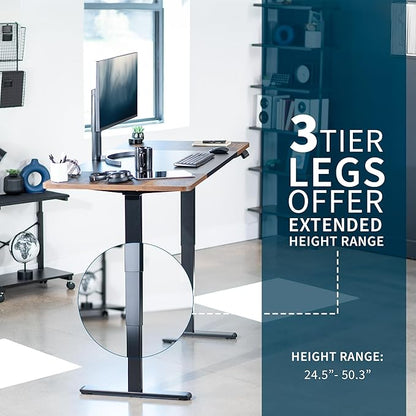 VIVO Electric 71 x 30 in Dual Motor Rustic Sit Stand Desk, Memory Height Adjustment, 2B Series, Black and Vintage Brown Top, Black Frame, DESK-KIT-2B7BN