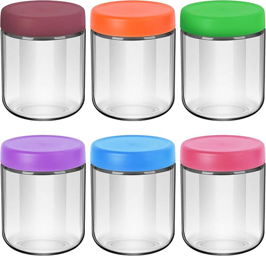 EONJOE 16oz Glass Jars for Overnight Oats Snacks Salad Yogurt Pudding Cereal Candy Storage Containers Meal Prep Mason jar with Airtight lids,6 Pack