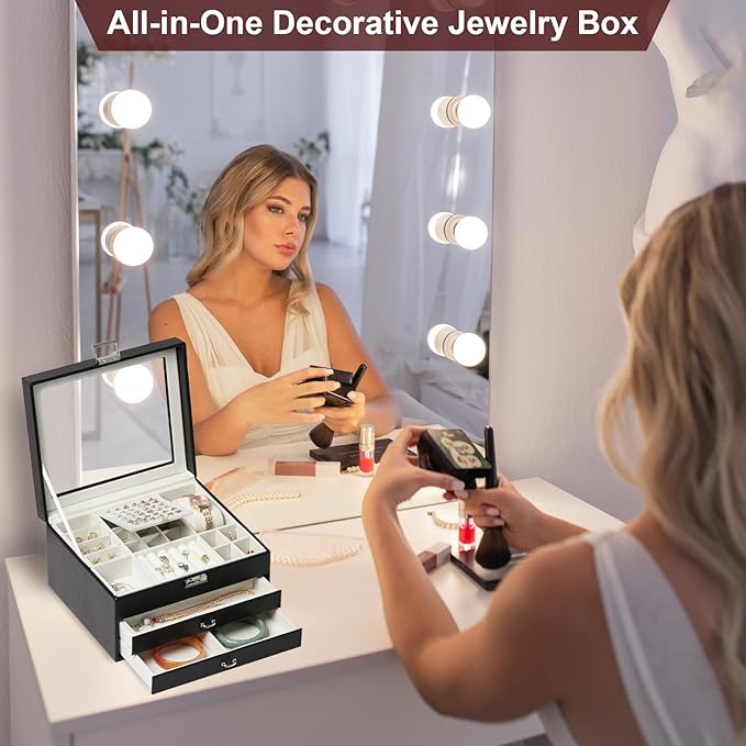 Yoobao Jewelry Boxes for Women with Transparent Lid and Lock, 3 Layers Jewelry Organizers and Storage for Necklaces Earrings Bracelets Rings Watches, Ideal Present for Anniversary Graduation New Year