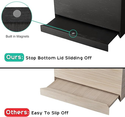 ALELION Wooden Tissue Box Cover Square - Large Black Tissue Box Holder for Tabletop Night Stands Bathroom Office - Decorative Facial Cube Tissue Box Cover