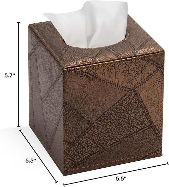 Colylan Tissue Box Cover Square Tissue Box Holder for Bathroom (Retro Brown)