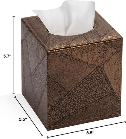 Colylan Tissue Box Cover Square Tissue Box Holder for Bathroom (Retro Brown)