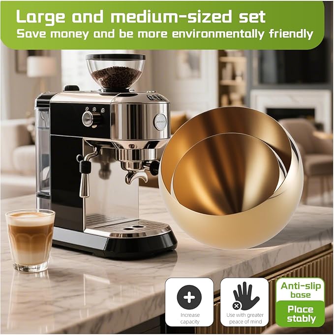 Large Capacity Coffee Pod Holder – Stainless Steel Pod Organizer and Holder | Stylish Coffee Bar Accessories & Countertop Storage (2-Pack Gold, M+L)