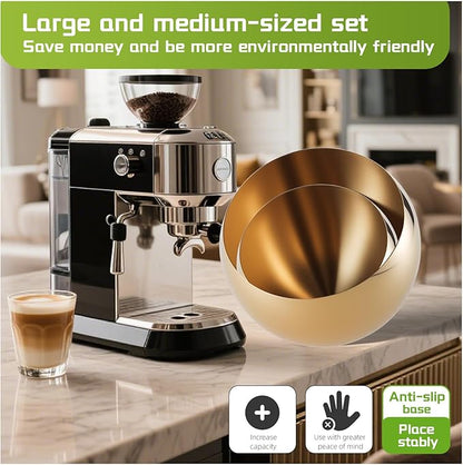 Large Capacity Coffee Pod Holder – Stainless Steel Pod Organizer and Holder | Stylish Coffee Bar Accessories & Countertop Storage (2-Pack Gold, M+L)