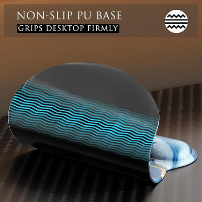 MROCO Ergonomic Mouse Pad with Gel Wrist Rest, 9.4 x 8.1 in, Blue Marble | Ergonomic Shape Design, Multiple Pattern Options, Gel Wrist Comfort, Smooth Lycra Surface, Non-Slip PU Base