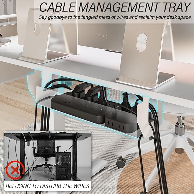 Kingant Standing Desk Height Adjustable Small Electric Stand Up Desks [40 x 24 Inch] - Ergonomic Sit Stand Desk Rising Desks for Home Office Computer Desk Workstation with Cable Management