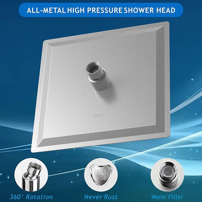 Voolan Rain Shower head, High Pressure Shower Head Made of 304 Stainless Steel, Relaxed Shower Experience Even at Low Water Flow and Pressure (8" Brushed Nickel)