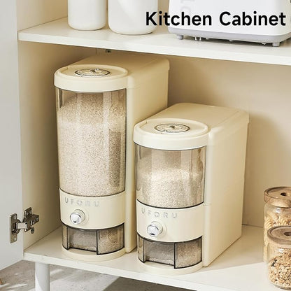UFORU Rice Dispenser 10 lbs | Large Rice Storage Container for Kitchen&Pantry - Space-saving, Moisture & Pest-proof, BPA-Free - Dry Food Dispenser with One-Touch Dispenser & Measuring Cup for Families