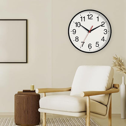 DAXSMY 16 Inch Wall Clock, Large Wall Clocks Battery Operated, Big Silent Non-Ticking Analog Clock Decorative for Living Room, Office, Kitchen, Outdoor,Classroom, Bedroom, Bathroom, School(Black)