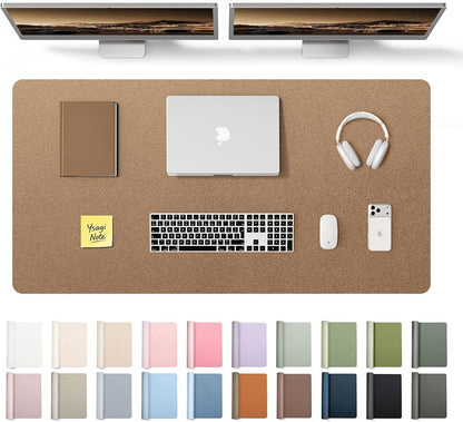 YSAGi Leather Desk Pad Protector, Office Desk Mat, Large Mouse Pad, Non-Slip PU Leather Desk Blotter, Laptop Desk Pad, Waterproof Desk Writing Pad for Office and Home (Shiny Bronze, 47.2" x 23.6")