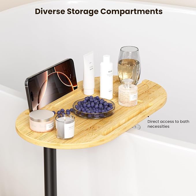Bathtub Tray Table, Freestanding Bath Side Table Tub Tray Caddy, 3 Layer Bamboo Bath Board Shelf, Bathtub & Bathroom Accessories, New Home Gift for Mom, Housewarming, Anniversary, Wedding