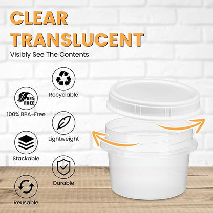 TUZAZO 6 Pack - 8 Oz Food Storage Containers with Screw Lids, Airtight Plastic Small Freezer Storage Container for Ice Cream, Overnight Oats, Snack, Soup, Portion and Meal Prep Container