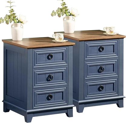Farmhouse Coffee Table Set of 3, Furniture Set, Coffee Table with Hidden Storage Organizer and Nightsand 3-Piece Set, Large Country Natural Center Table Set for Living Room,Office, Home