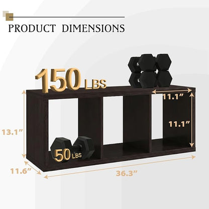 WannabeMyself【2026 Wooden Thick Frame】 3 Cube Storage Organizer with Anti-Tipping Kits, Reversible Open Back Book Shelf,Bookcase for Living Room,Bedroom,Entrance Hall,Office,11.6×36.3×13.1,Chocolate
