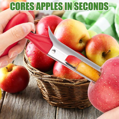 Premium Apple Corer Tool:Easy to Use and Clean- Durable and Sturdy Design Featuring Sharp Serrated Blades - Stainless Steel Corers for Apple and Pear - Core Fruits with Ease(Red)