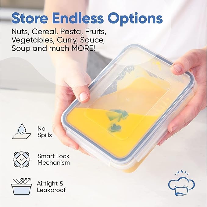 Chefs Path 48 Piece BPA-Free Plastic Food Storage Container Set with 24 Containers and 24 Lids for Kitchen Pantry Organization and Meal Prep