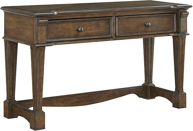 Lexicon Rectangle Wood Sofa Table with 2 Dovetail Drawers, Cherry Veneer Console Table with Antique Bronze Knobs & Sturdy Wood Construction for Elegant Living Room, Entryway, Easy Assembly, Brown