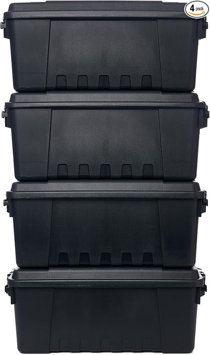 Plano 4 Pack Medium Sportsman's Trunk for Outdoor or Indoor Gear and Tools for Hunting, Camping and Fishing Equipment, Rugged Organization, Black