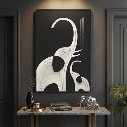Framed Black and White Wall Art, Large Modern Animal Elephant Prints Paintings Artwork for Walls, Contemporary Minimalist Pictures for Living Room Dining Bedroom Office Hallway Home Decor 24x36 In