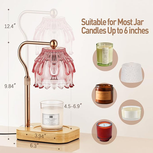 Candle Warmer Lamp with Timer - Flower Design Electric Wax Melting Wax Lamp for Jar Candles, Gift for Women, Mom, Christmas, Birthday,Home Decor