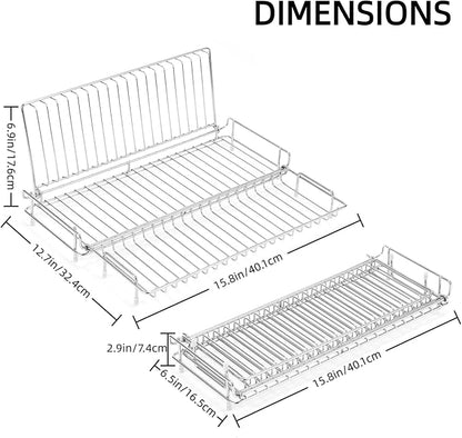 Foldable Dish Drying Rack, Small Dish Drying Racks, Collapsible Dish Drying Rack for Kitchen Counter - Compact Design, Stainless Steel, Silver