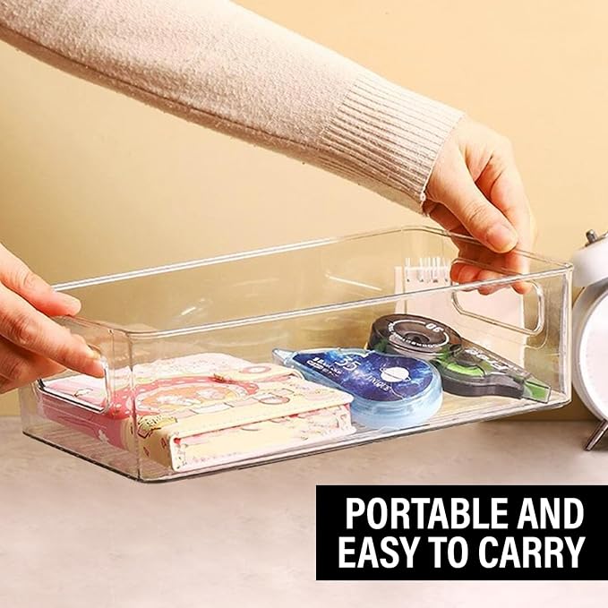 Clear Plastic Storage Bins, Pantry Organizers and Storage, Kitchen Organization and Storage Containers Bins for Organizing, Fridge, Freezer, Bathroom, Pantries, Medicine Cabinet Organizer Bin