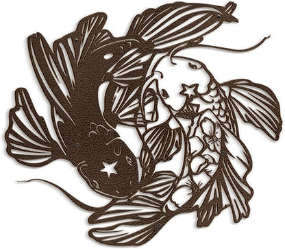 SIGNLEADER Metal Wall Art Decor Carp Minimalist Modern Abstract Wall Sculpture Hangings Home Decoration for Living Room, Bedroom, Bathroom, Kitchen, Outdoor - 24" Bronze