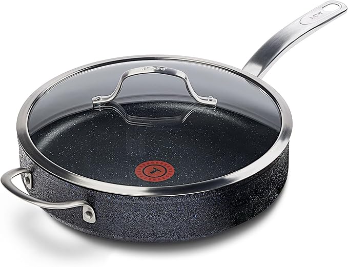 T-FAL StoneShield 5Qt / 11.8" Jumbo Cooker, Non-Stick, Anti-Warp, Rock Texture, Dishwasher & Oven Safe, Easy to Clean