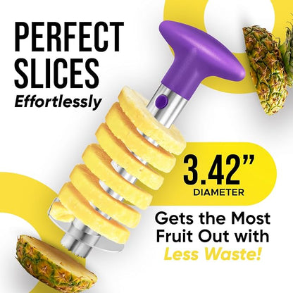 Zulay Kitchen Pineapple Corer and Slicer Tool – Stainless Steel Pineapple Cutter with Eye Remover Tool – Ergonomic Handle & Easy Core Remover – Reinforced Heavy-Duty Blade – Purple