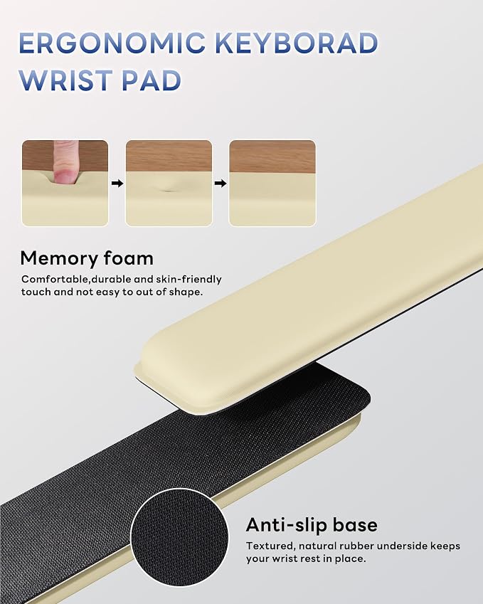 Laborio Computer Keyboard Wrist Rest Stand for Desktop, Keyboard Holder for Easy Typing with Wrist Pad for Office Desk, Home, School (Beige)