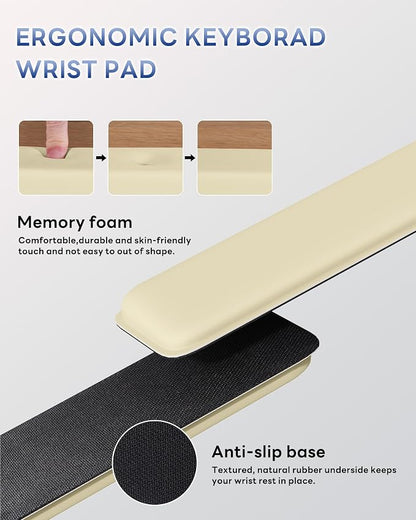 Laborio Computer Keyboard Wrist Rest Stand for Desktop, Keyboard Holder for Easy Typing with Wrist Pad for Office Desk, Home, School (Beige)