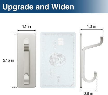 pickpiff Wall Hooks for Coat and Towel: 13LB Strong Adhesive Door Hanger Stick on, Brushed Nickel