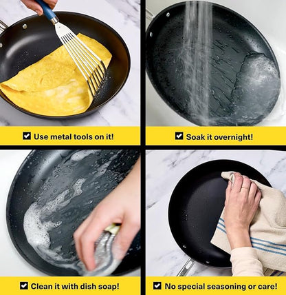 Misen Carbon Nonstick™ Frying Pan – Carbon Steel Pan, Naturally Nonstick No-Coating Surface, Ultra-Durable & Oven-Safe, Induction & Gas Compatible - 12 Inch